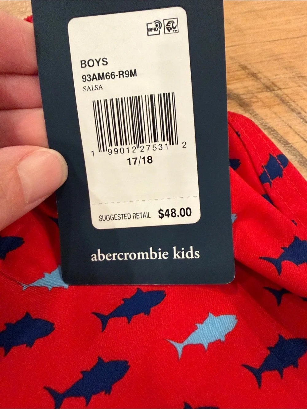 Abercrombie Kids Red Fish Print Swim Shorts